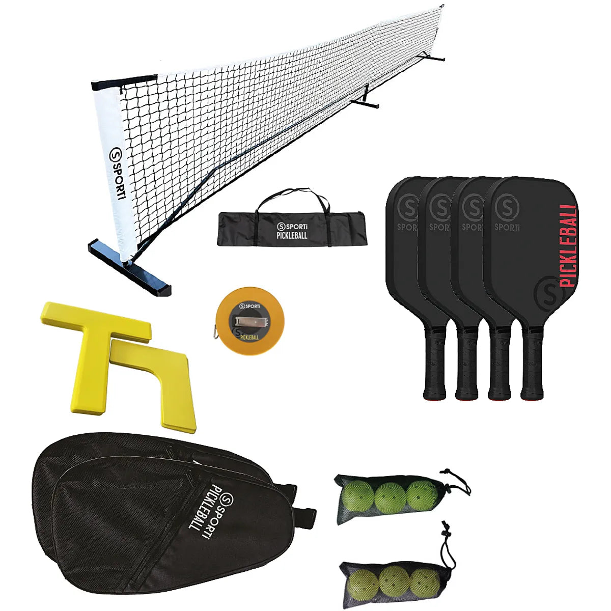 Kit Completo Campo Pickleball: Rete con Struttura + Marcatura + Racchette + Palline