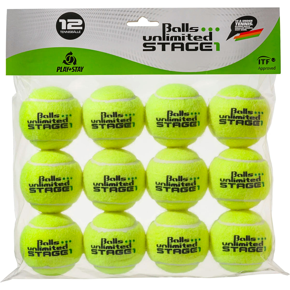 Bustina da 12 Palline da tennis Stage 1 Tournament Unlimited Gialle/ Punta Verde