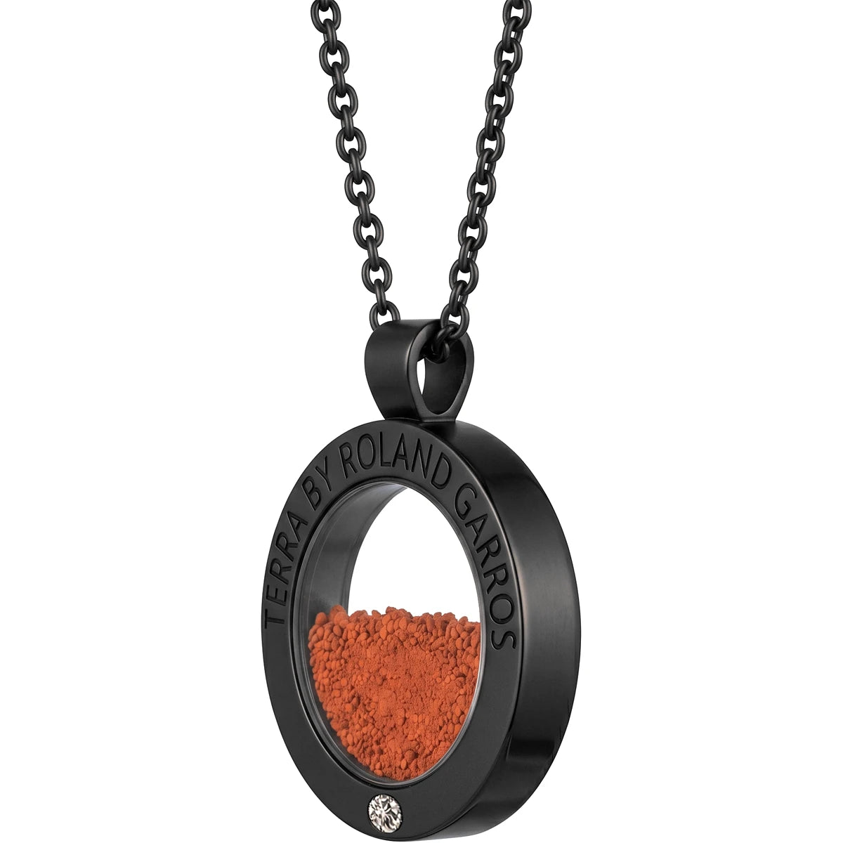 COLLANA E MEDAGLIA TERRA ACCESS ACCIAIO NERO OPACO 1 PIETRA GRANDE MODELLO
