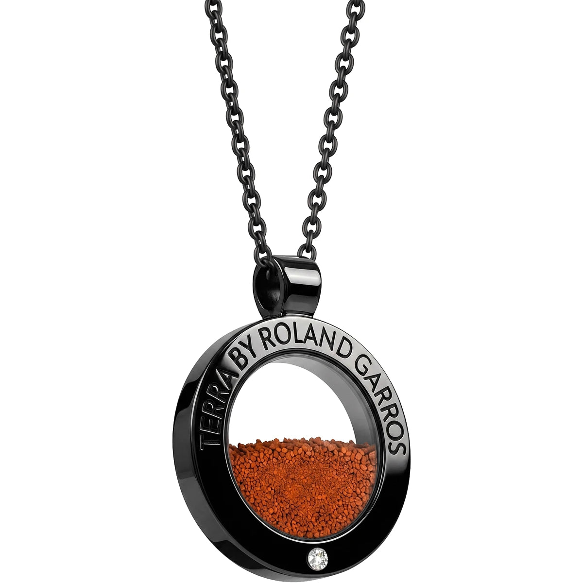 Collana e Medaglia Terra Access Acciaio Nero Lucido 1 Pietra Piccolo Modello