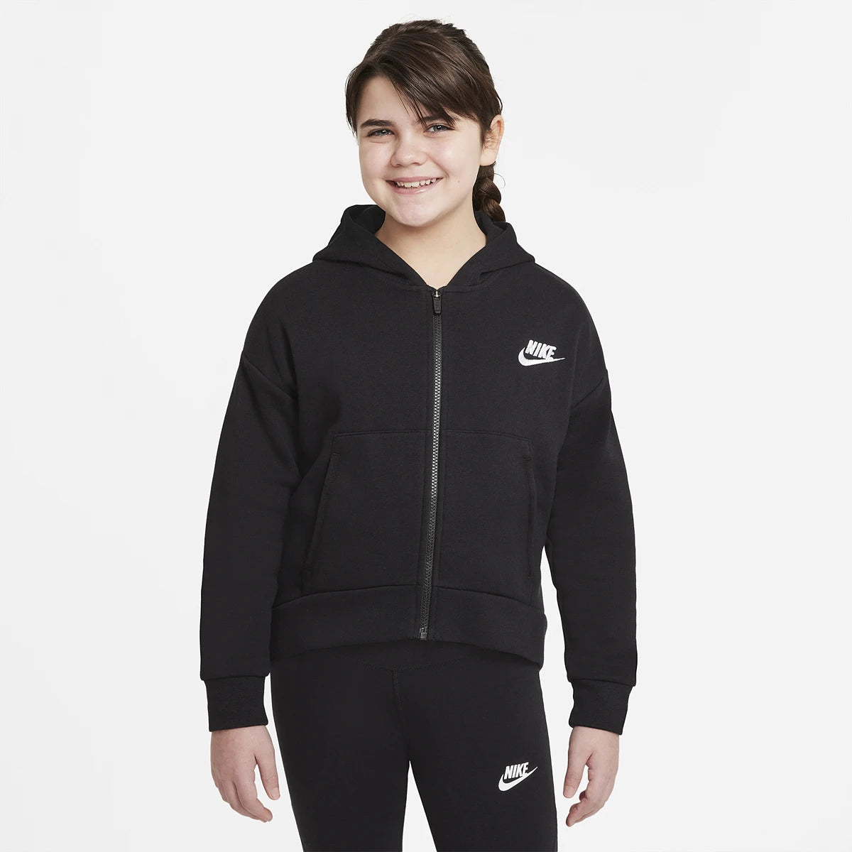 Felpa Nike Junior Ragazza Sportswear Club Fleece Full Zip con Cappuccio