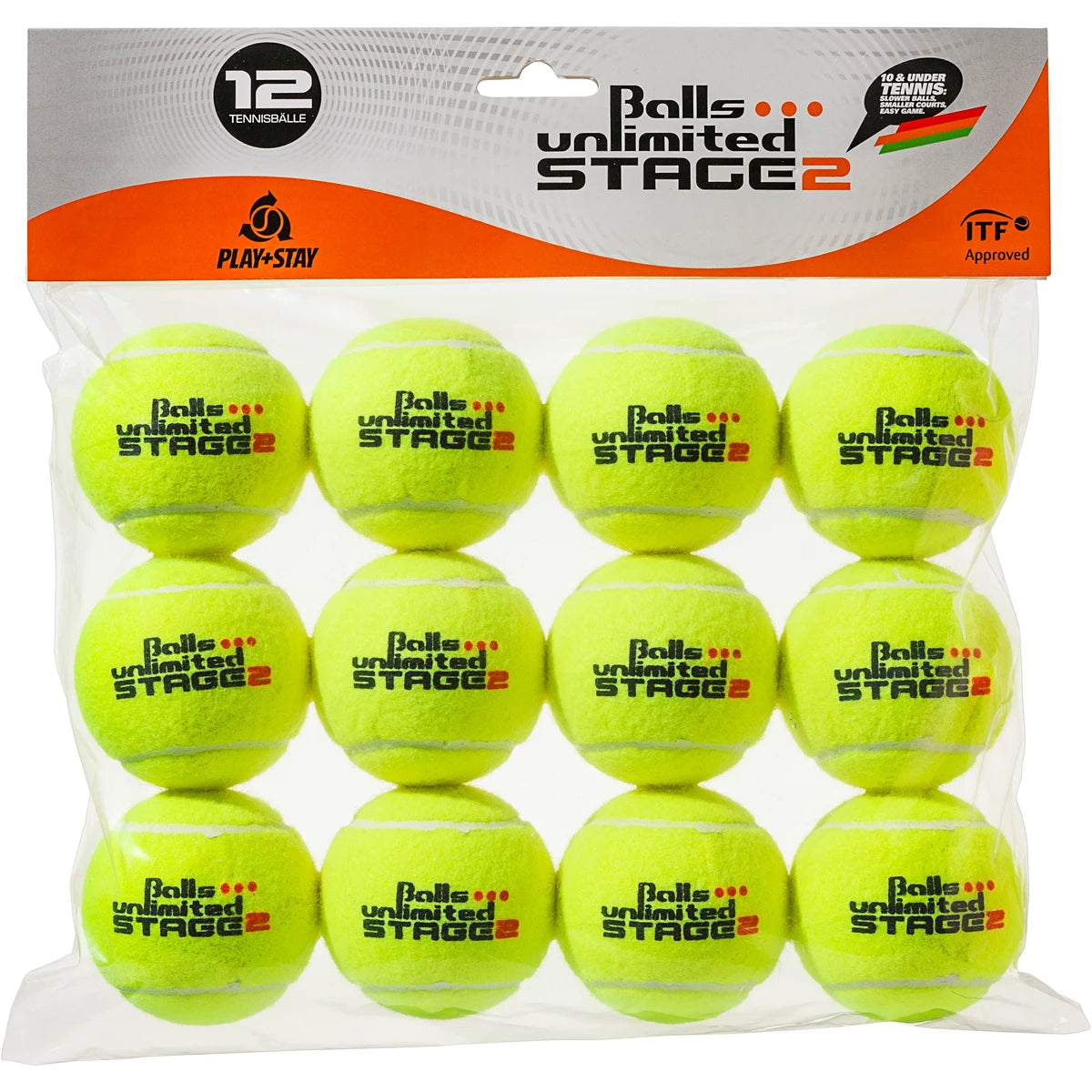 Sacchetto da 12 Palline da tennis Stage 2 Tournament Unlimited Gialle/Punto Arancione