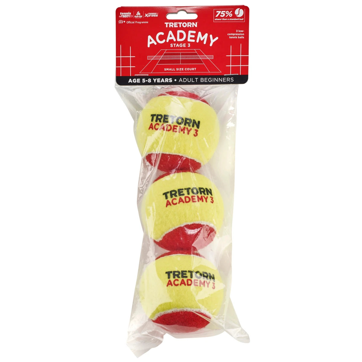 Confezione da 3 Palline Tretorn Academy Red