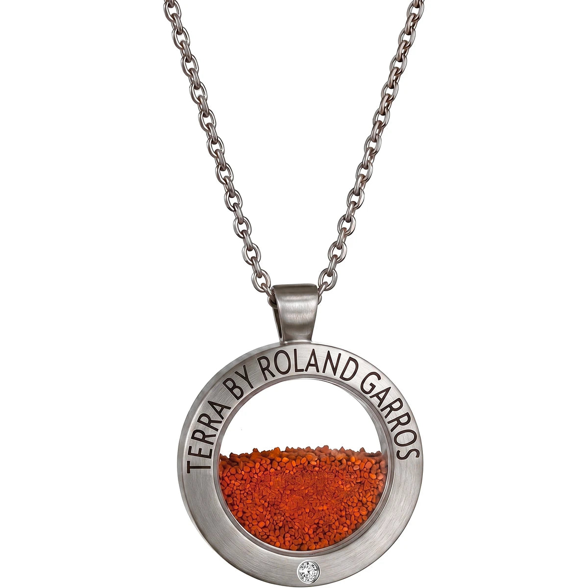 COLLANA E MEDAGLIA TERRA ACCESS ACCIAIO OPACO 1 PIETRA PICCOLO MODELLO