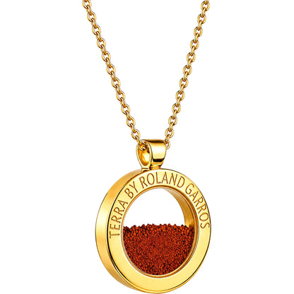 Collana e Medaglia Terra Access Acciaio Dorato Lucido senza Pietra Piccolo Modello
