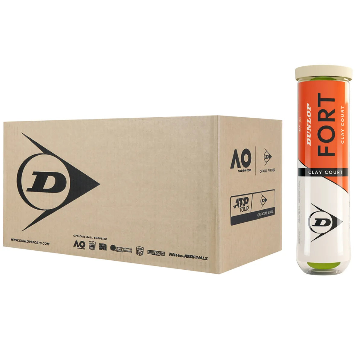 Scatola da 18 Tubetti da 4 Palline Dunlop Fort Clay Court