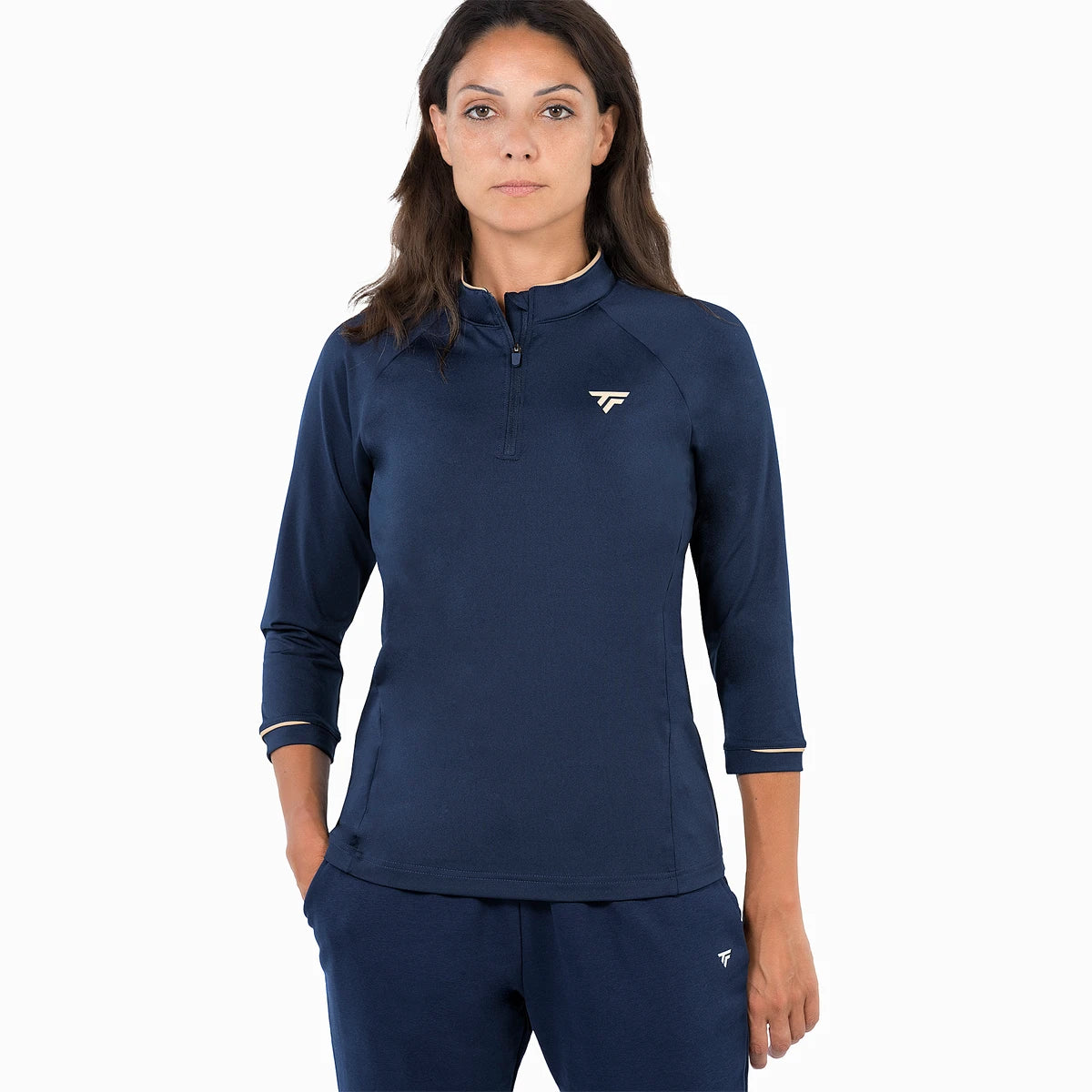 Felpa Tecnifibre Donna Thermo Zip Manica 3/4 Marine