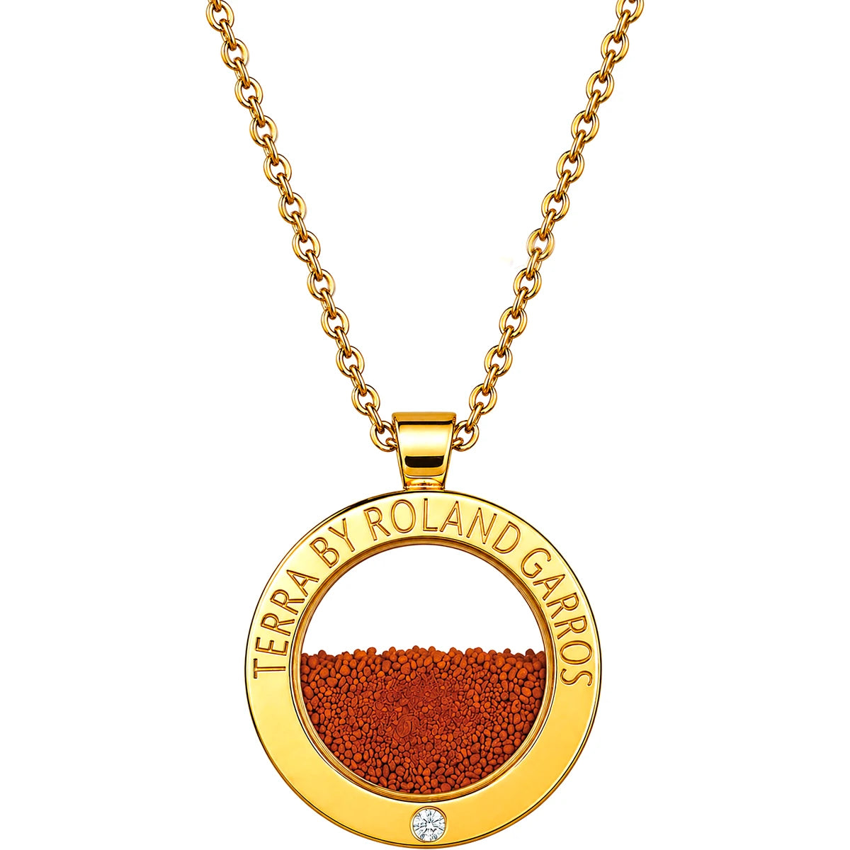 COLLANA E MEDAGLIA TERRA ACCESS ACCIAIO DORATO LUCIDO 1 PIETRA PICCOLO MODELLO
