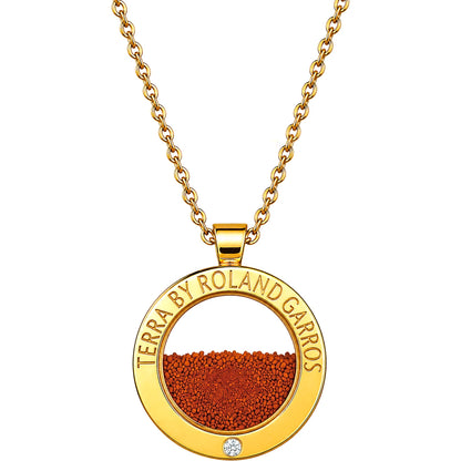 COLLANA E MEDAGLIA TERRA ACCESS ACCIAIO DORATO LUCIDO 1 PIETRA PICCOLO MODELLO