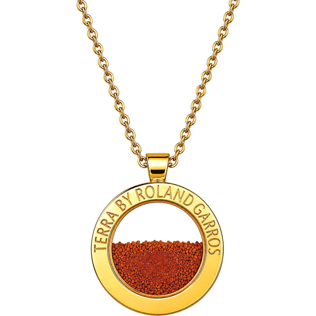 Collana e Medaglia Terra Access Acciaio Dorato Lucido senza Pietra Piccolo Modello