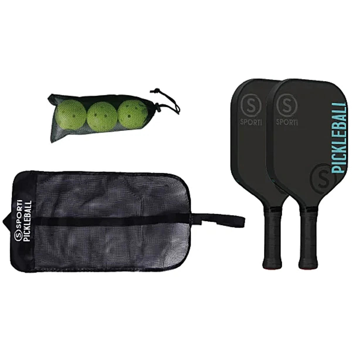 Kit Pickleball Legno Indoor: 2 Racchette + 3 Palline + 1 Borsa da Trasporto