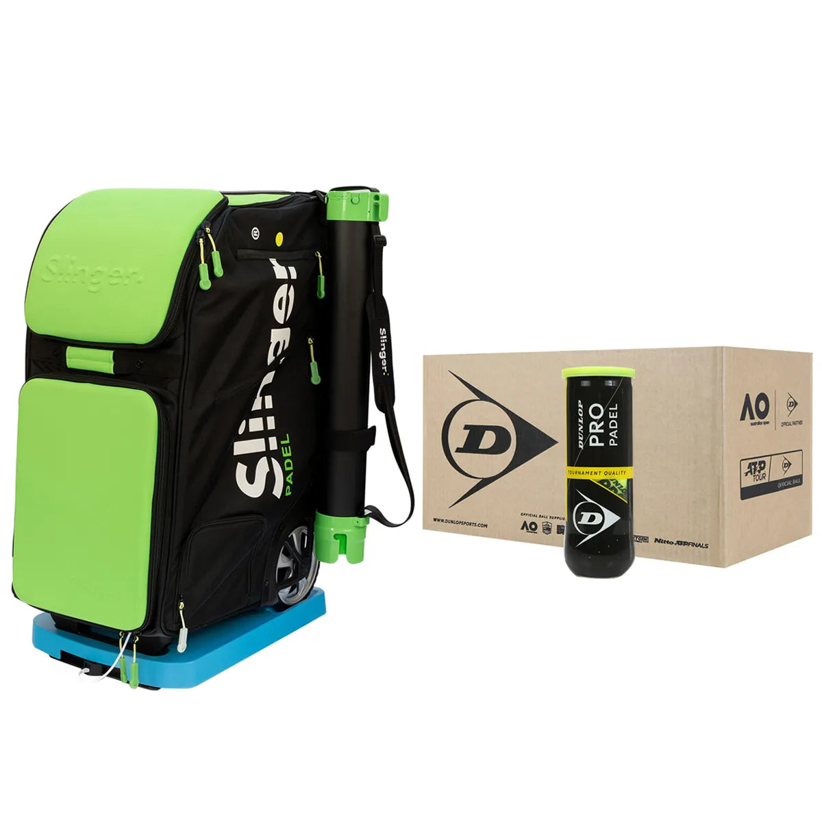 Pack Slinger Padel + Scatola da 24 Tubi Dunlop Pro Padel
