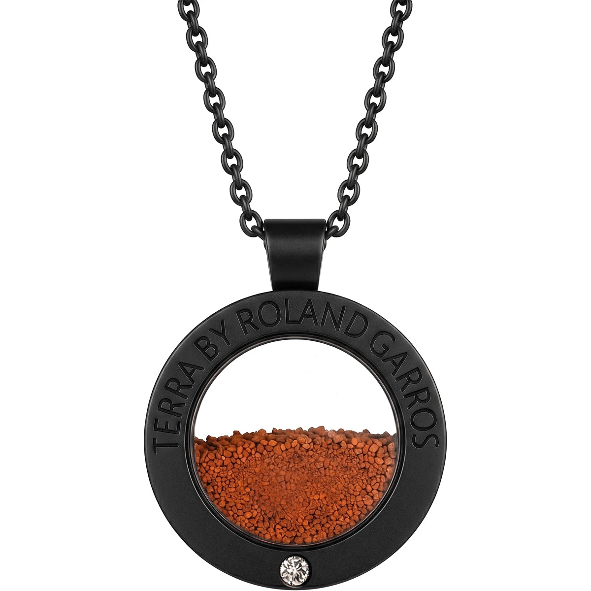 COLLANA E MEDAGLIA TERRA ACCESS ACCIAIO NERO OPACO 1 PIETRA GRANDE MODELLO