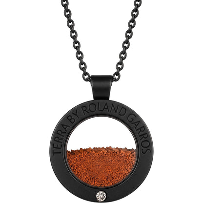 COLLANA E MEDAGLIA TERRA ACCESS ACCIAIO NERO OPACO 1 PIETRA GRANDE MODELLO