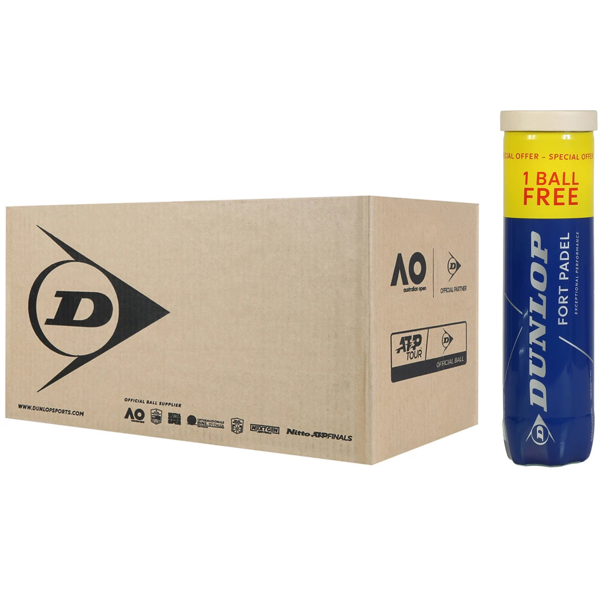Cartone da 18 Tubetti da 4 Palline Dunlop Fort Padel