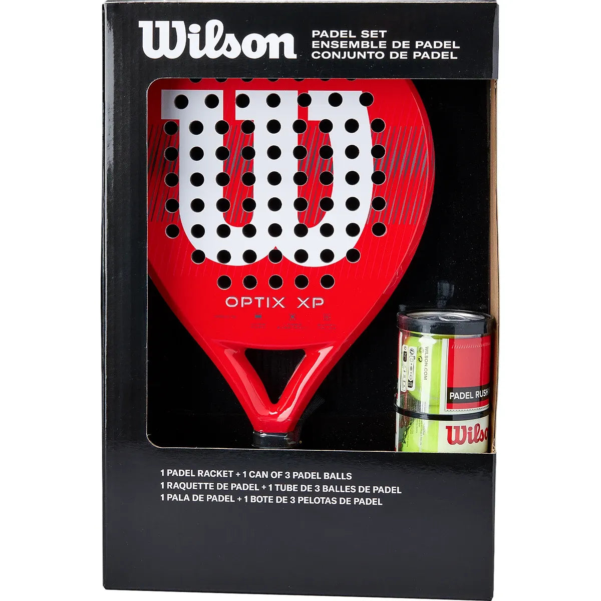 Kit Racchetta da Padel Wilson + Tubo Palline Optix Xp