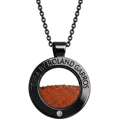 COLLANA E MEDAGLIA TERRA ACCESS ACCIAIO NERO LUCIDO 1 PIETRA GRANDE MODELLO