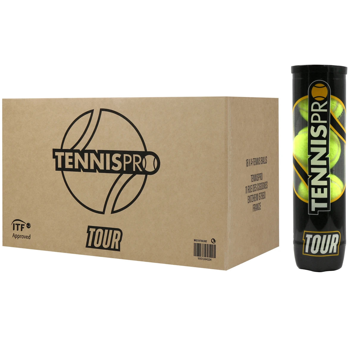 Scatola da 18 Tubetti da 4 Palline da tennis Tennispro Tour