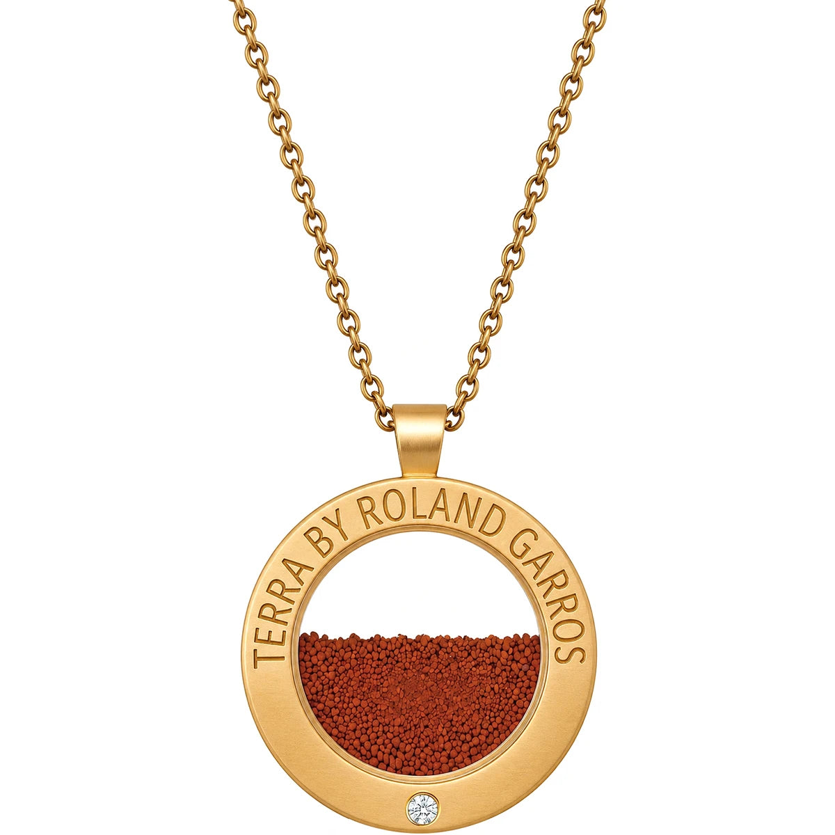 COLLANA E MEDAGLIA TERRA ACCESS ACCIAIO ORO OPACO 1 PIETRA PICCOLO MODELLO