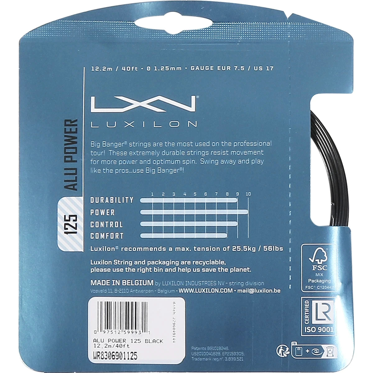 Corda Luxilon Big Banger Alu Power Black (12 Metri)