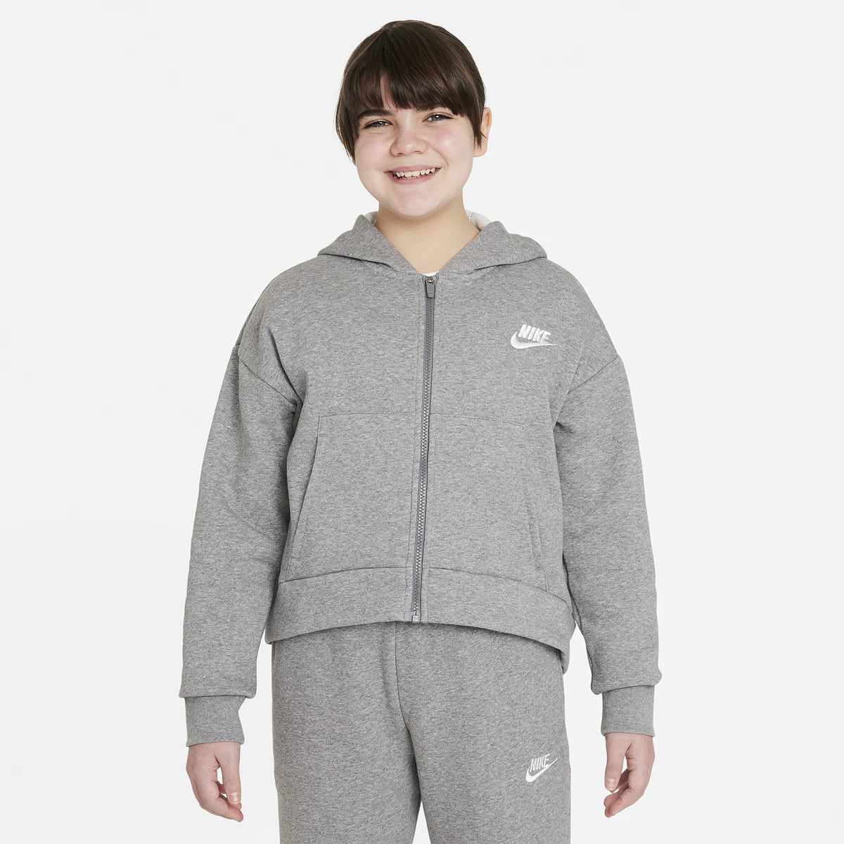 Felpa Nike Junior Ragazza Sportswear Club Fleece Full Zip con Cappuccio