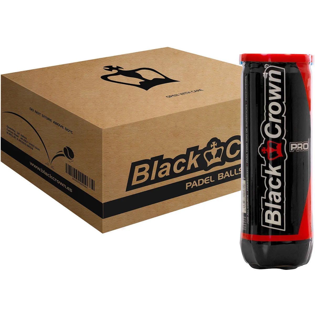 Cartone da 24 Tubetti di Palline da padel Black Crown Pro