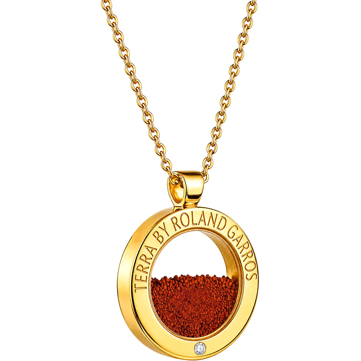 COLLANA E MEDAGLIA TERRA ACCESS ACCIAIO DORATO LUCIDO 1 PIETRA PICCOLO MODELLO