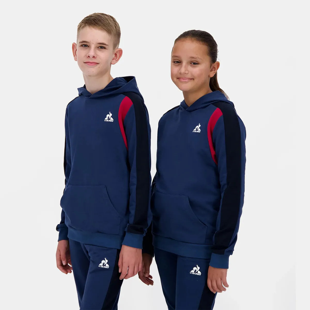 Felpa Le Coq Sportif Junior Tricolore Con Cappuccio
