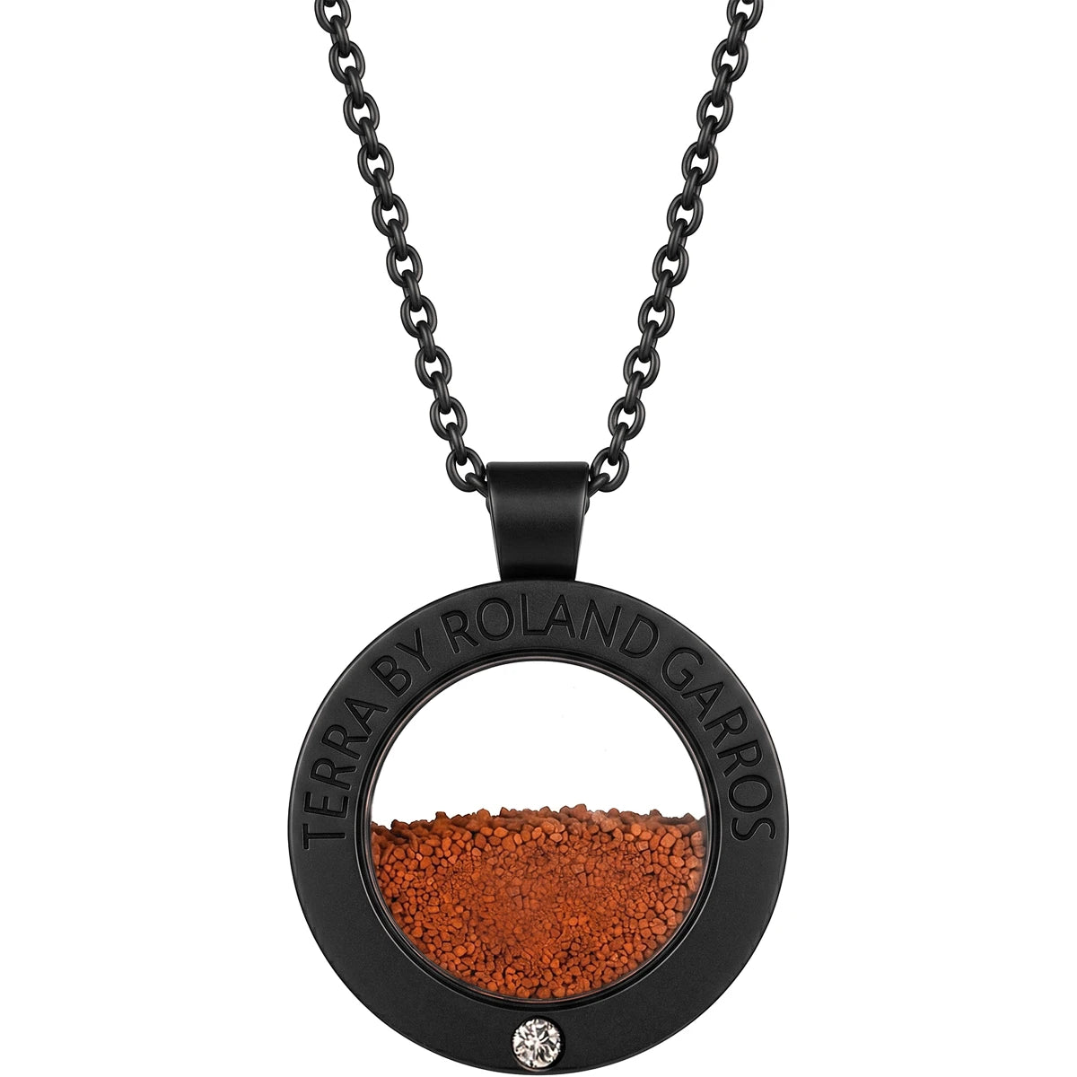 Collana e Medaglia Terra Access Acciaio Nero Opaco 1 Pietra Piccolo Modello