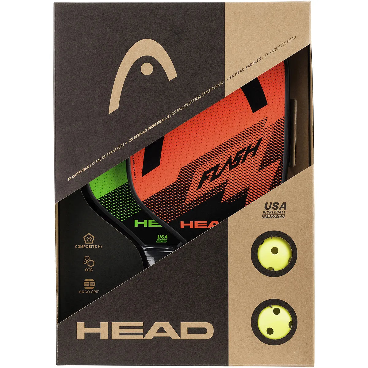 Set da 2 Racchette Head Pickleball Flash + 2 Palline da pickleball