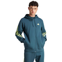 FELPA ADIDAS 3 STRISCE FULL ZIP CON CAPPUCCIO