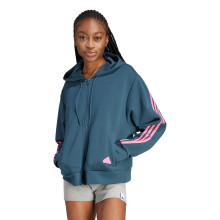 FELPA ADIDAS DONNA 3 STRISCE FULL ZIP CON CAPPUCCIO