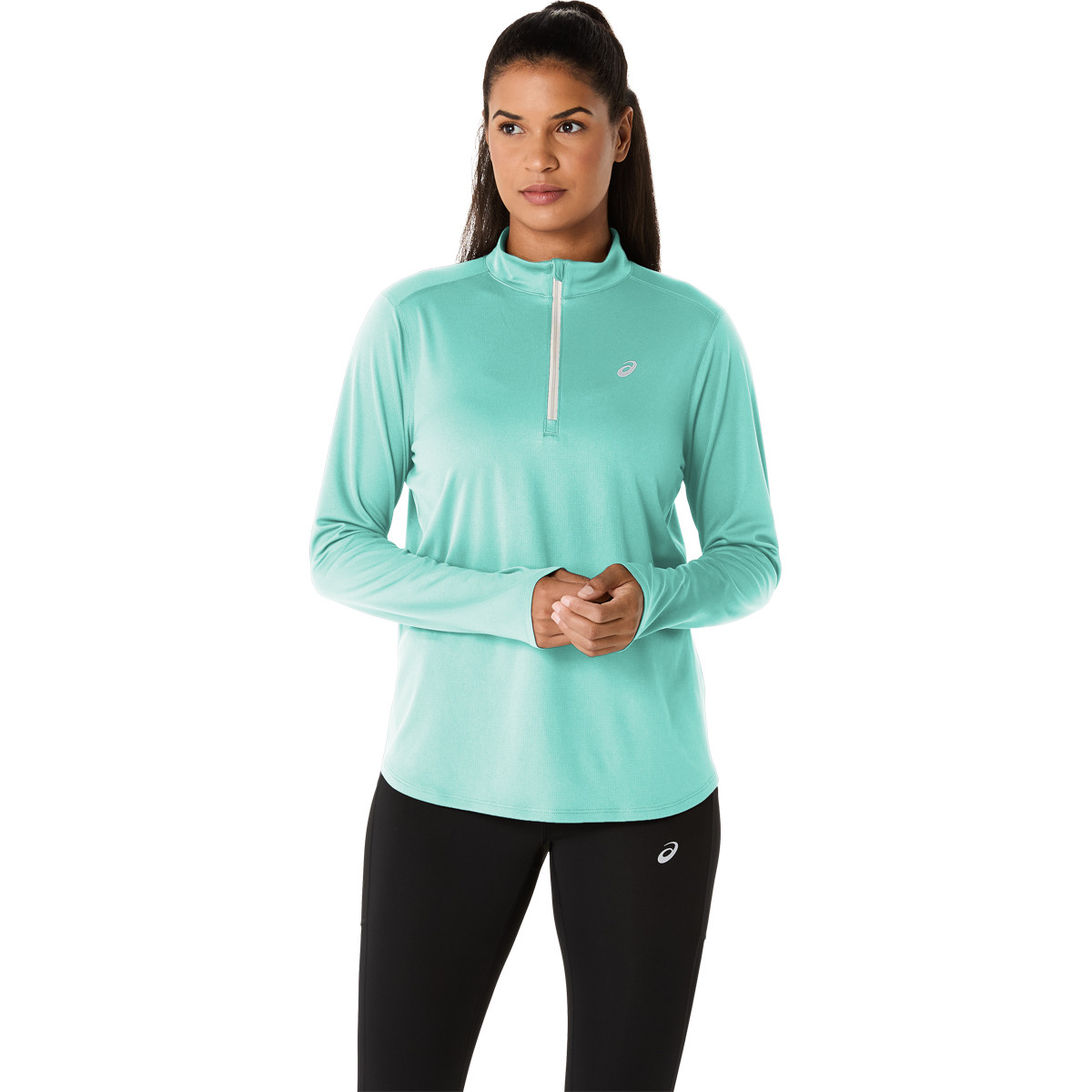 T-SHIRT ASICS FEMME CORE 1/2 ZIP MANCHES LONGUES