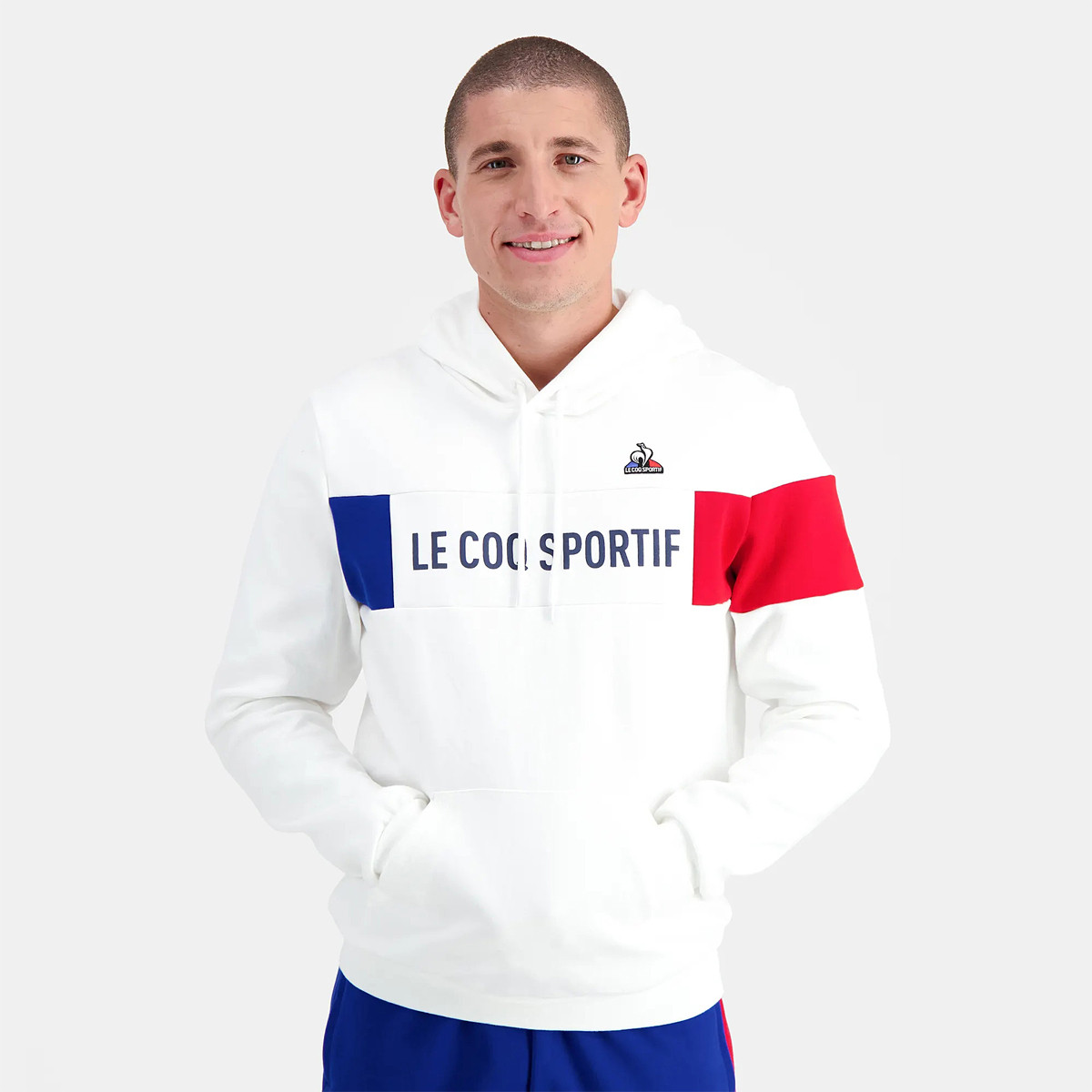 FELPA LE COQ SPORTIF UNISEXE CON CAPPUCCIO TRICOLORE LE COQ SPORTIF Donna Abbigliamento Tennispro
