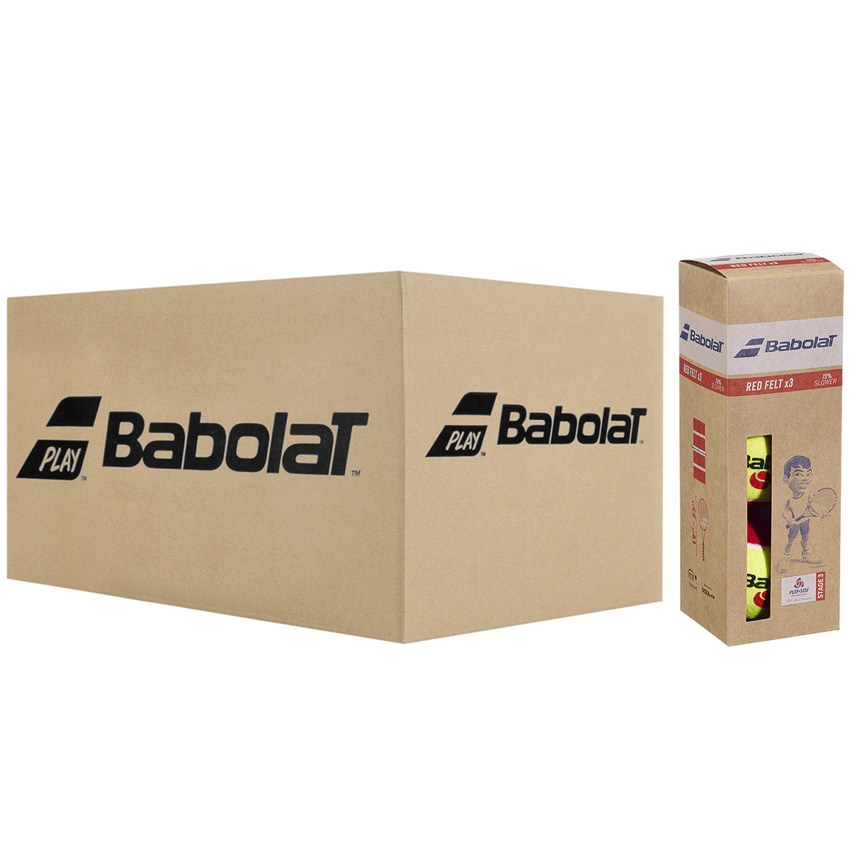 SCATOLA DI 24 TUBI DI 3 PALLINE DI FELTRO ROSSO BABOLAT