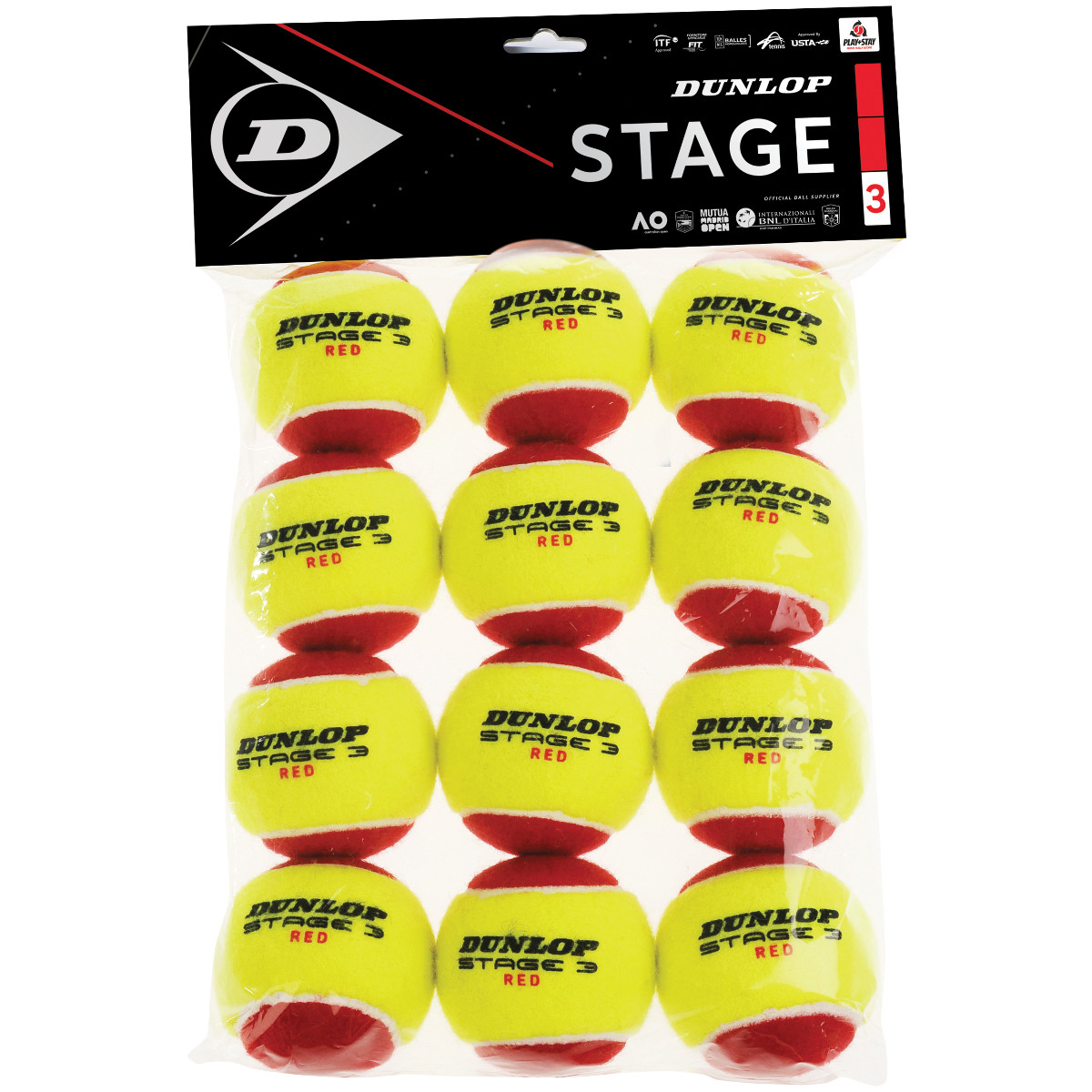 SACCO DI 12 PALLE DUNLOP MINI TENNIS STAGE 3