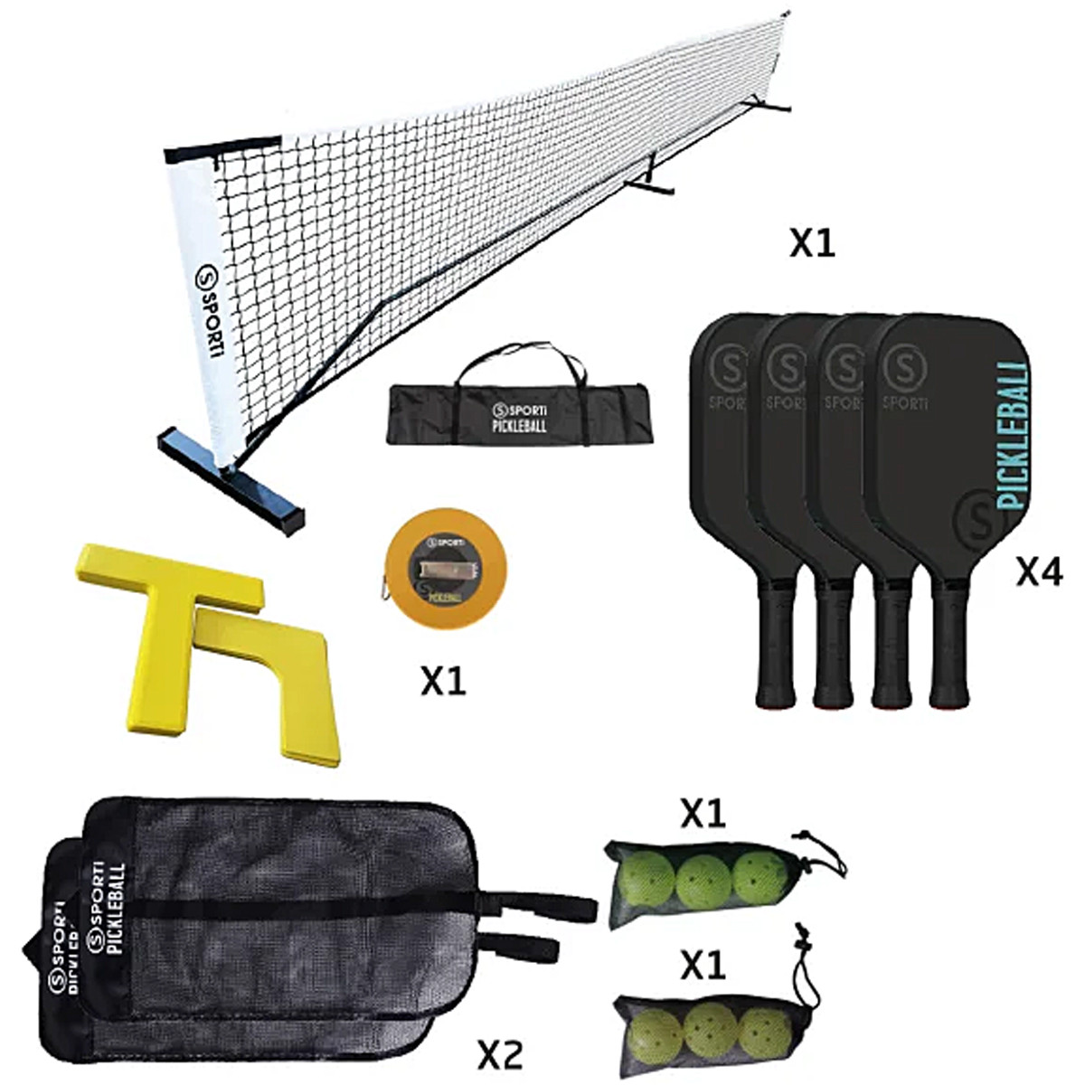 Achiou Set Completo Pickleball – 2 Racchette In Fibra Di Vetro Con Nucleo A Nido D'Ape, 4 Palline, Borsa E Nastri Antiscivolo, Peso Medio 230g, Impugnatura 11.6cm