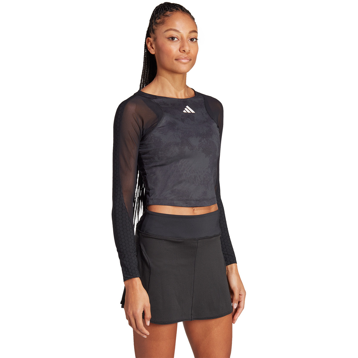 MAGLIETTA ADIDAS DONNA CROP TOP MANICHE LUNGHE PARIS ADIDAS