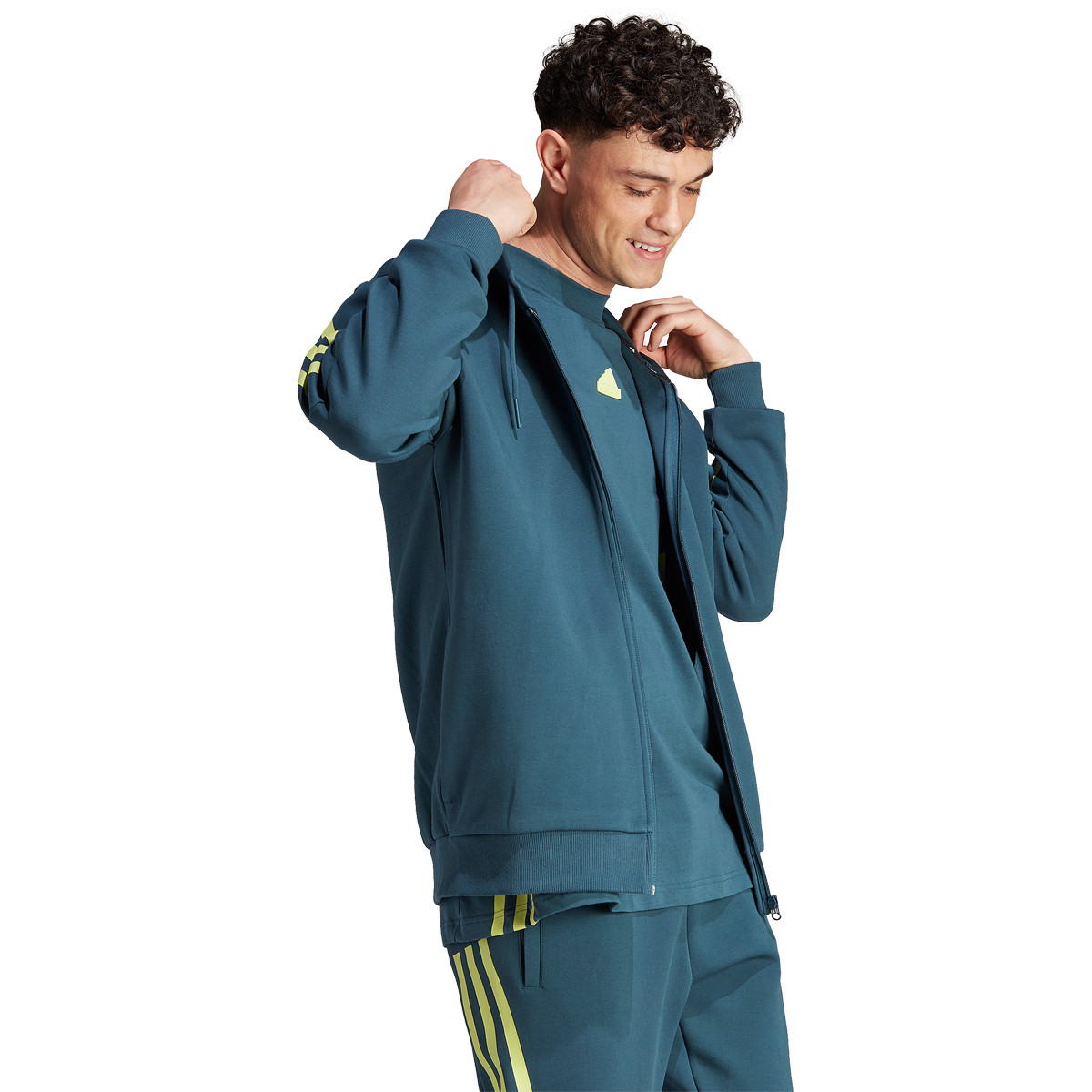 FELPA ADIDAS 3 STRISCE FULL ZIP CON CAPPUCCIO ADIDAS Uomo