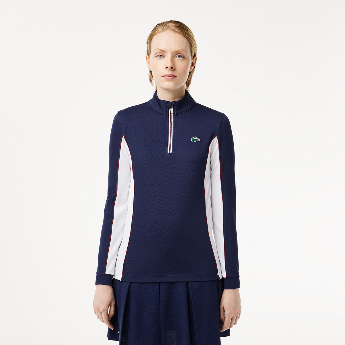 FELPA LACOSTE DONNA 1/2 ZIP HERITAGE CLUB